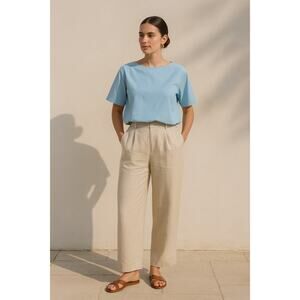 Marni Blue Cotton Poplin Top IT 42 US 6-8 Tie Back Short Sleeve Shirt